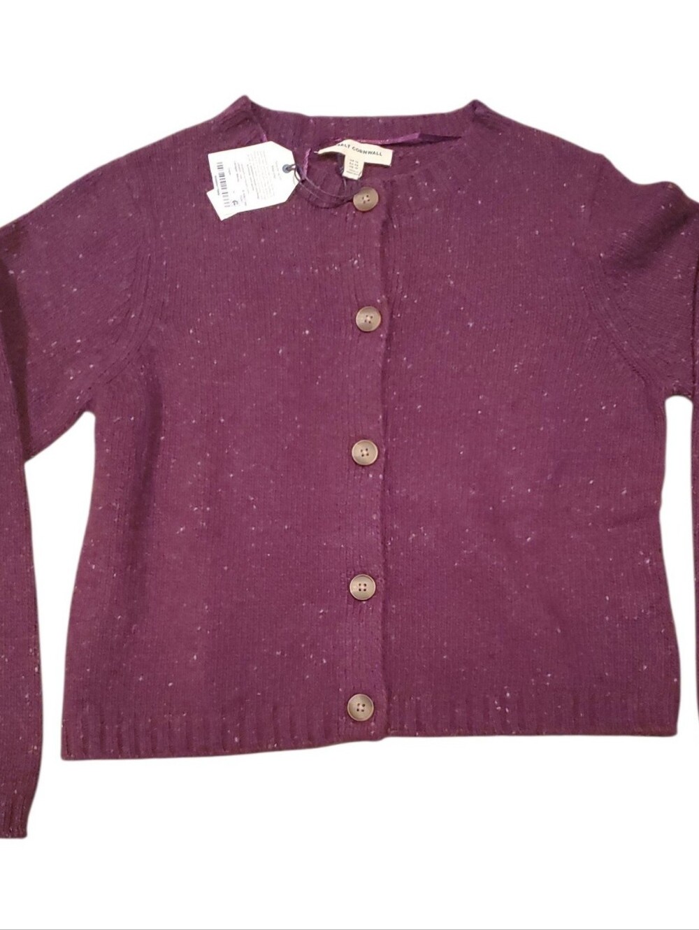 Seasalt Cornwall Dawson Pick Cardigan  Sz US 10 UK 14  Merino Wool Grape Knit